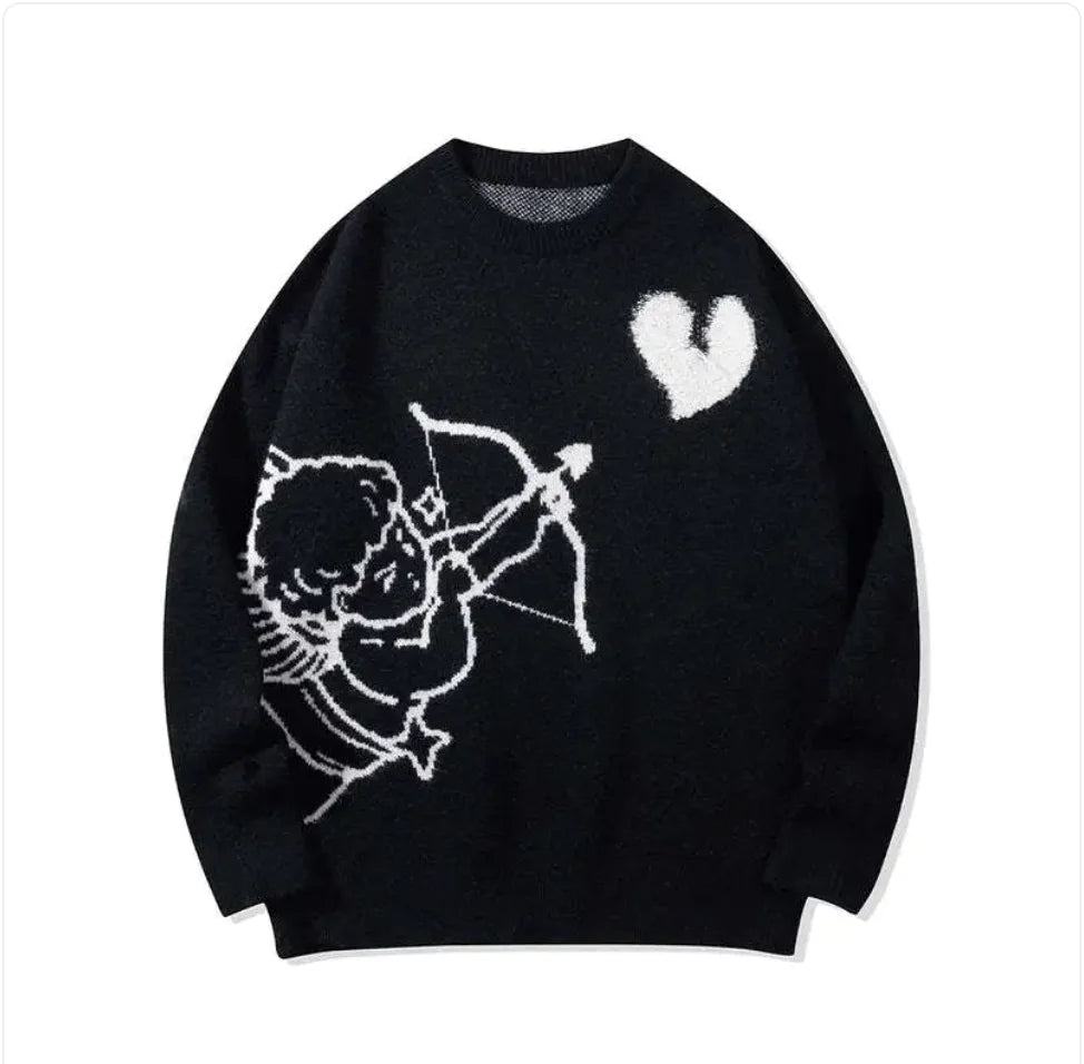 Unisex Loose-Fit Angel Jacquard Sweater