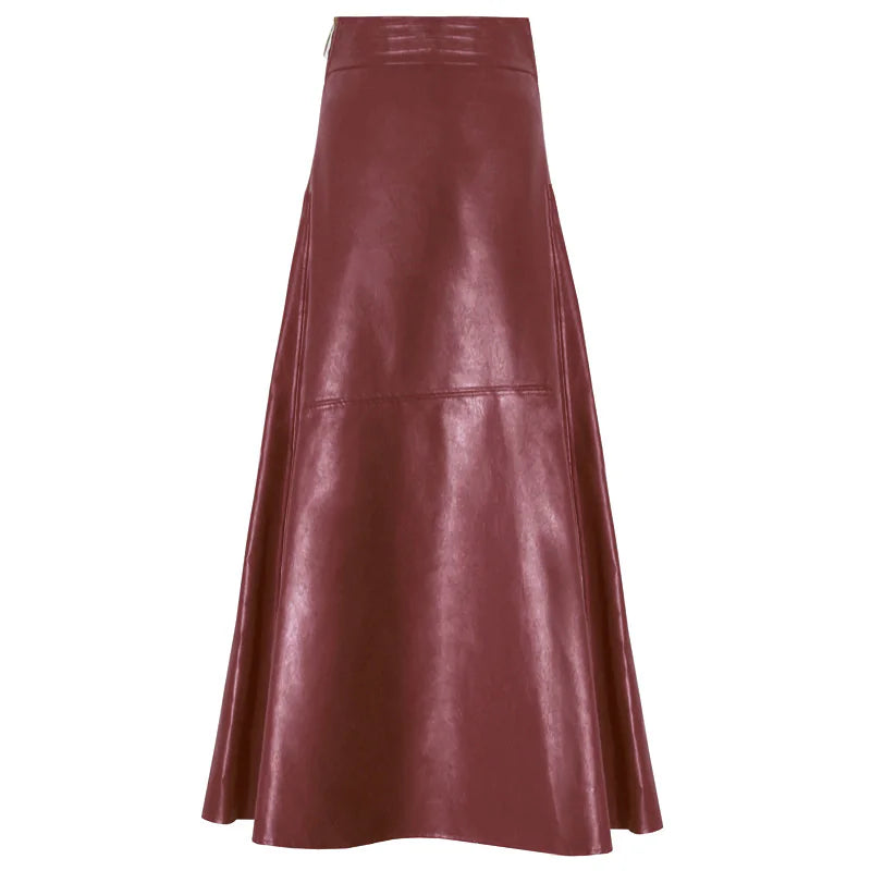 Retro High-Waist Leather Skirt