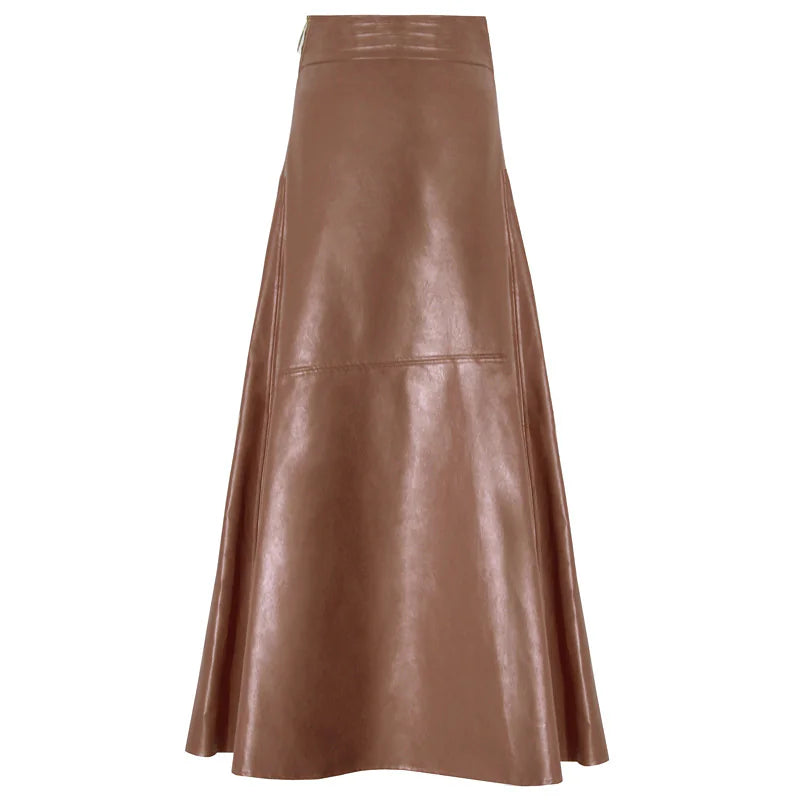 Retro High-Waist Leather Skirt