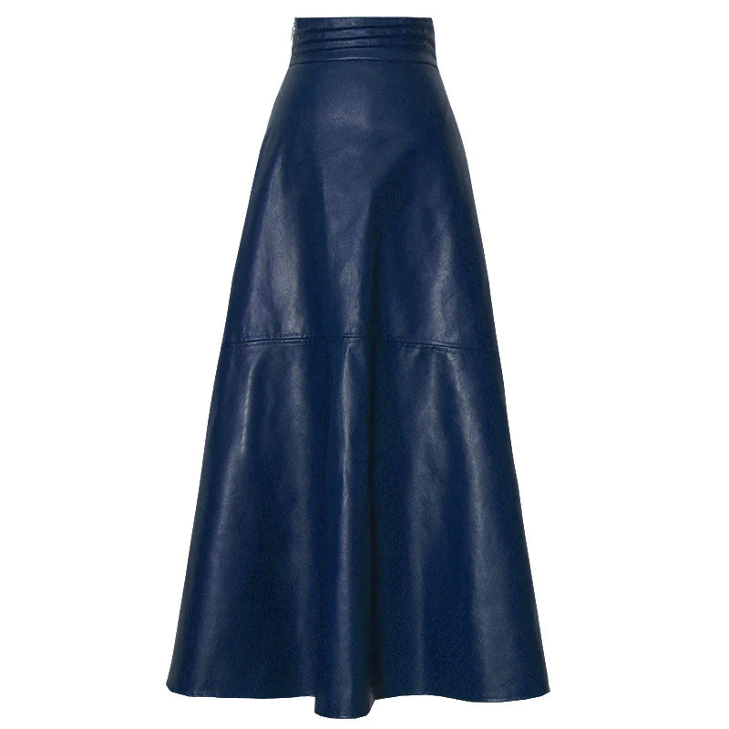 Retro High-Waist Leather Skirt